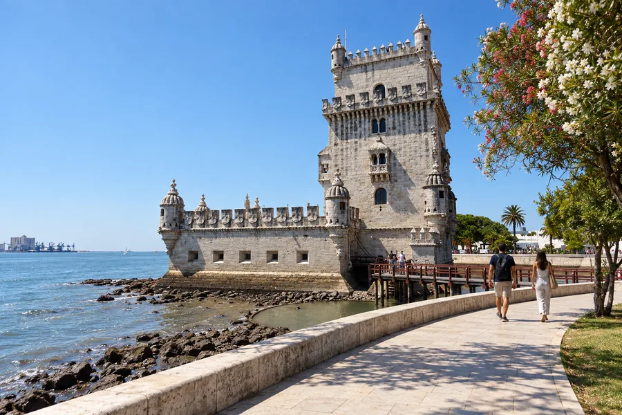 L’accès à la tour de Belém le long du fleuve, à Lisbonne
